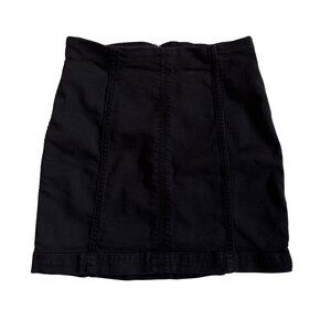 Free People Modern Femme Denim Stretch Skirt (Black) - Size 2